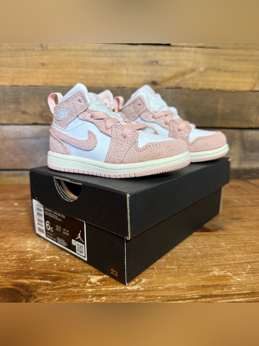 TODDLERS Size 6 Jordan 1 Mid SE High Washed Pink and White